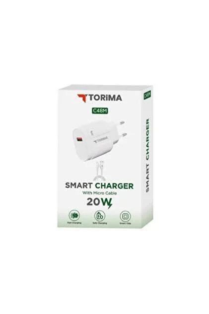 TORİMA C48M Smart Charger 20W Micro USB Kablolu Hızlı Şarj Cihazı